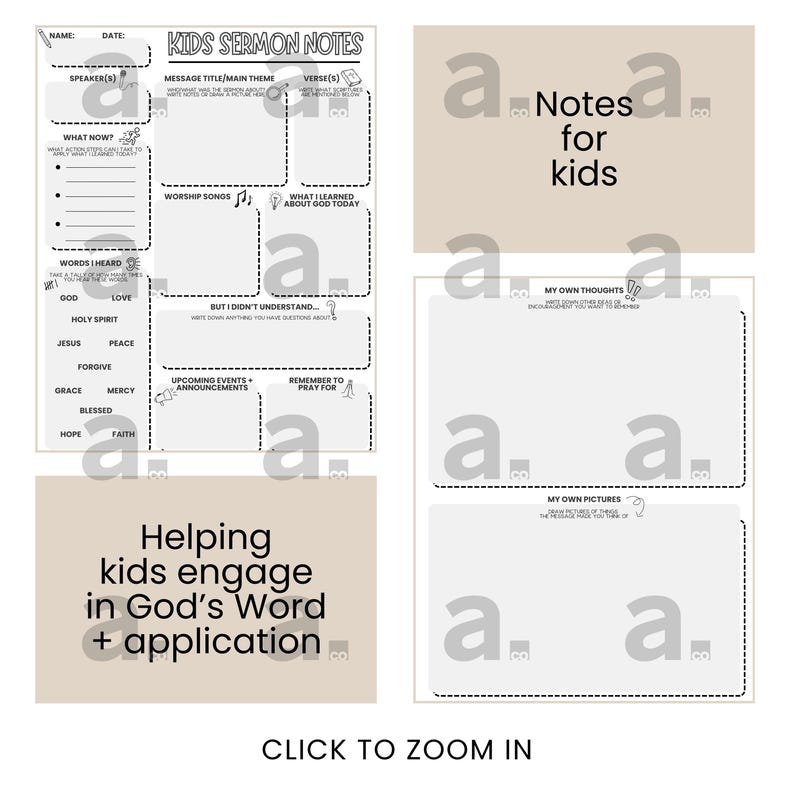 Kids Sermon Notes B&W Printable | Church Activity Page | Bible ...