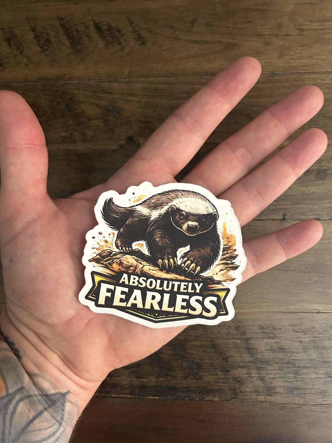 Honey Badger Sticker, Absolutely Fearless, Funny Motivational Sticker ...