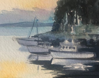 Back Cove, New Harbor, Maine watercolor