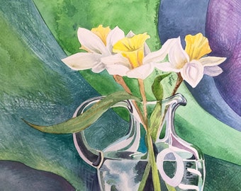 Narcissus Still Life original watercolor