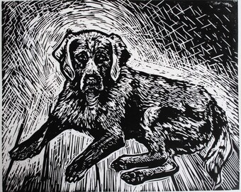 Labrador Retreiver Linoleum Block Print