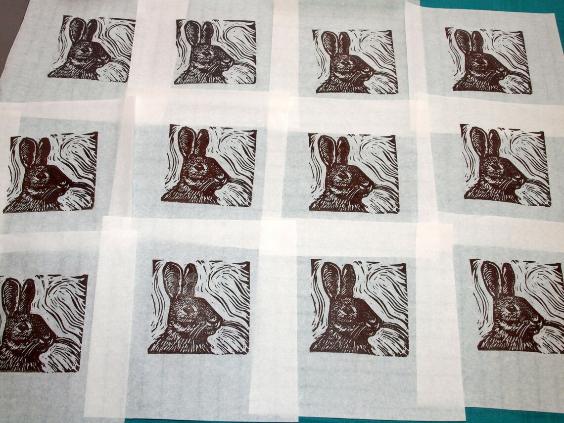 Rabbit Block Print - Etsy