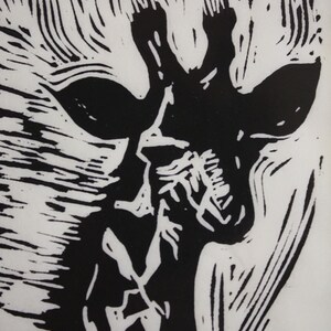 Giraffe Linoleum Print