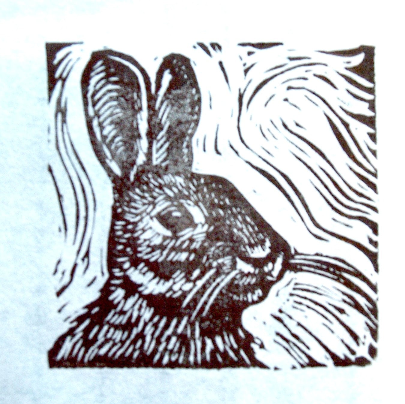 Rabbit Block Print - Etsy