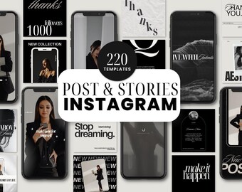 Neutrale dunkle ästhetische Instagram Post & Story Vorlagen | eBook für Business Coaches | Minimalistisch Elegantes Modernes Branding Design Kit | PLR MRR