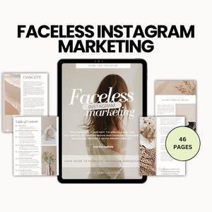 Faceless YouTube automation and Instagram growth guides mockup, digital download bundle with resell rights for entrepreneurs