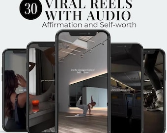 30 motivierende Instagram-Rollen mit Audio | Affirmation & Selbstwertgefühl Rollen | Gesichtslose Canva Vorlagen | PLR MRR Digitales Produkt