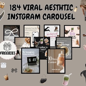 Instagram-carrouseltemplates zonder gezichten | Esthetische Canva-socialmediakit | TikTok- en Instagram-slides | PLR MRR bewerkbare kant-en-klare carrouselposts