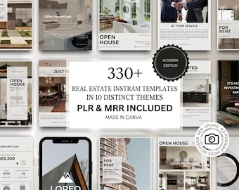 Vorlagen für Wohnungsvermarktung | Luxus Makler Instagram Posts | Bearbeitbare Realtor Branding Social Media Canva Vorlage PLR MRR