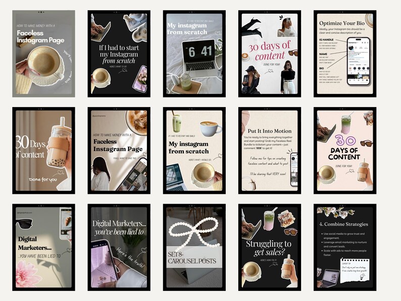 Faceless Instagram Carousel Templates | Aesthetic Canva Social Media ...