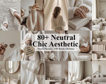 Neutral Chic Aesthetic Stock Fotos Beige Girl Boss Digital Marketing Bilder Minimalist Lifestyle Reels Neutral Instagram Templates PLR MRR