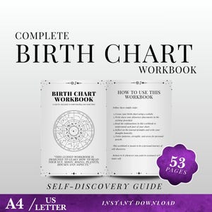 Vollständiges Arbeitsbuch zur Geburtshorkarte - Astrologie-Selbstentdeckungsführer, Sonne-Mond aufgehender Planeten Häuser, Geburtshoroskop-Reflexion (PDF-Download)