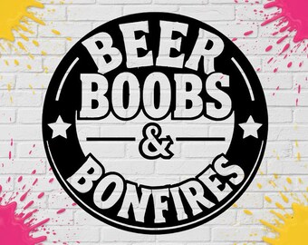 Vinilo adhesivo con diseño de cerveza, tetas y hogueras para coches, camiones, motocicletas, cajas de herramientas, escaparates, etc.