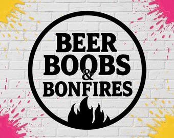Vinilo adhesivo con diseño de cerveza, tetas y hogueras para coches, camiones, motocicletas, cajas de herramientas, escaparates, etc.