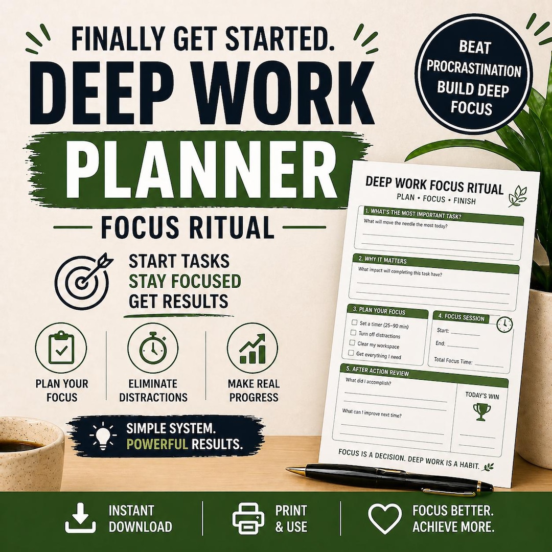 Deep Work Planner | Start Tasks & Stay Focused | Stop Procrastination ...