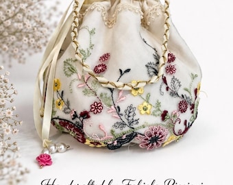 Handmade Top Handle Bag, Elegant Floral Handbag, Artisan Fabric Purse, Unique Designer Bag by Fabiola Piccioni