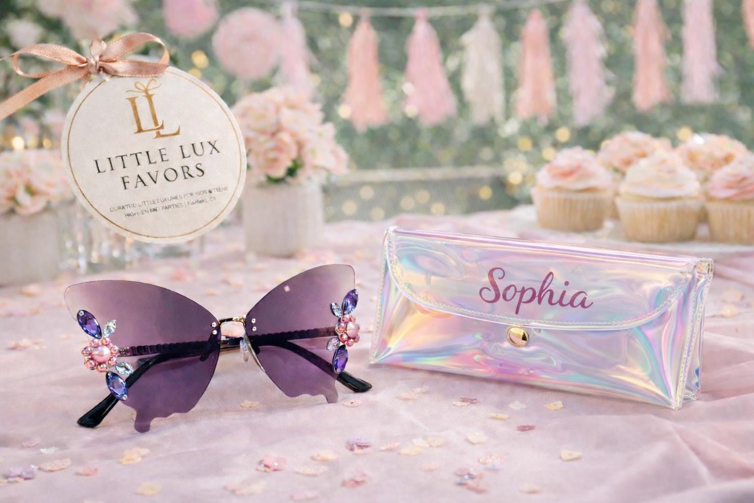 TU.Luxe Pink Gradient Rimless Y2K Butterfly Sunglasses - with case The BUTTERFLY x Y2K Rimless Wrap Butterfly Sunglasses x Five  main image 2