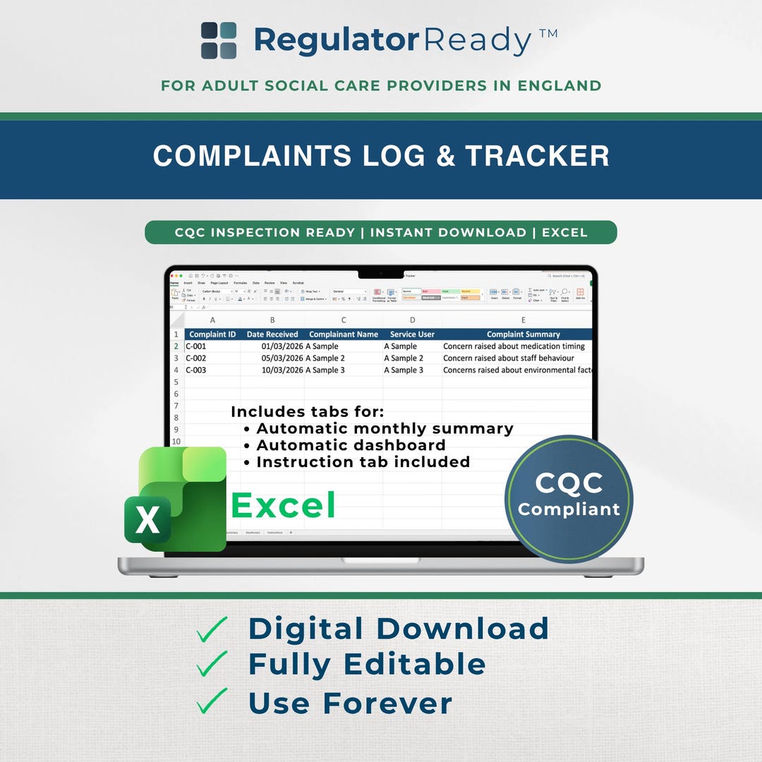 Complaints Log & Tracker for Care Homes | Cqc-ready Complaints ...
