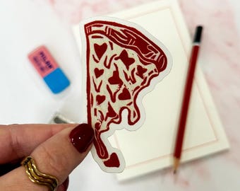 Illustrated Lincut Pizza Sticker – Graphic Illustration, Pop Art Sticker, Water bottle
