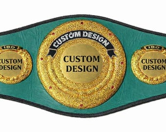 Custom Boxing Championship Belt – Green Leather boxing Style Title Trophy