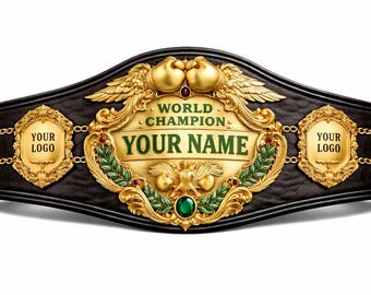 Custom Championship Boxing Belt | Personalized Leather Name Plate, Logo Side Plates