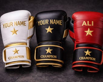Custom Boxing Gloves Personalized Champion Leather Gear Training Sparring Gift