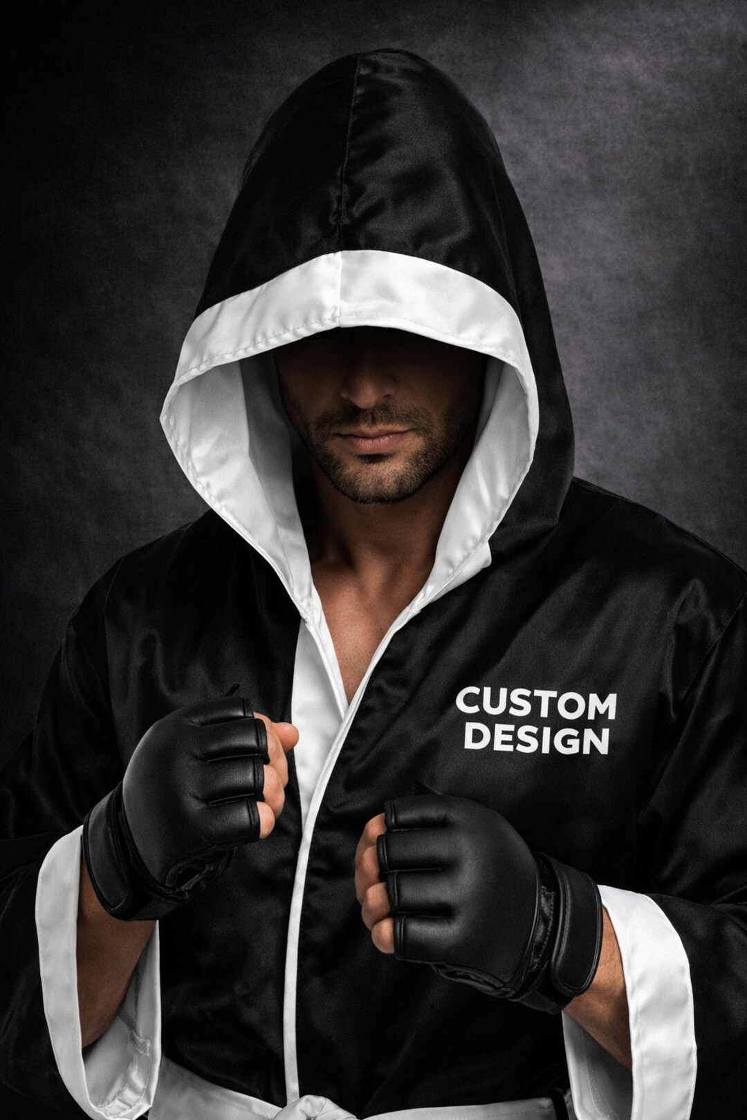 Custom Satin Hooded Boxing Robe – Personalized Fight Walkout MMA Outfit ...
