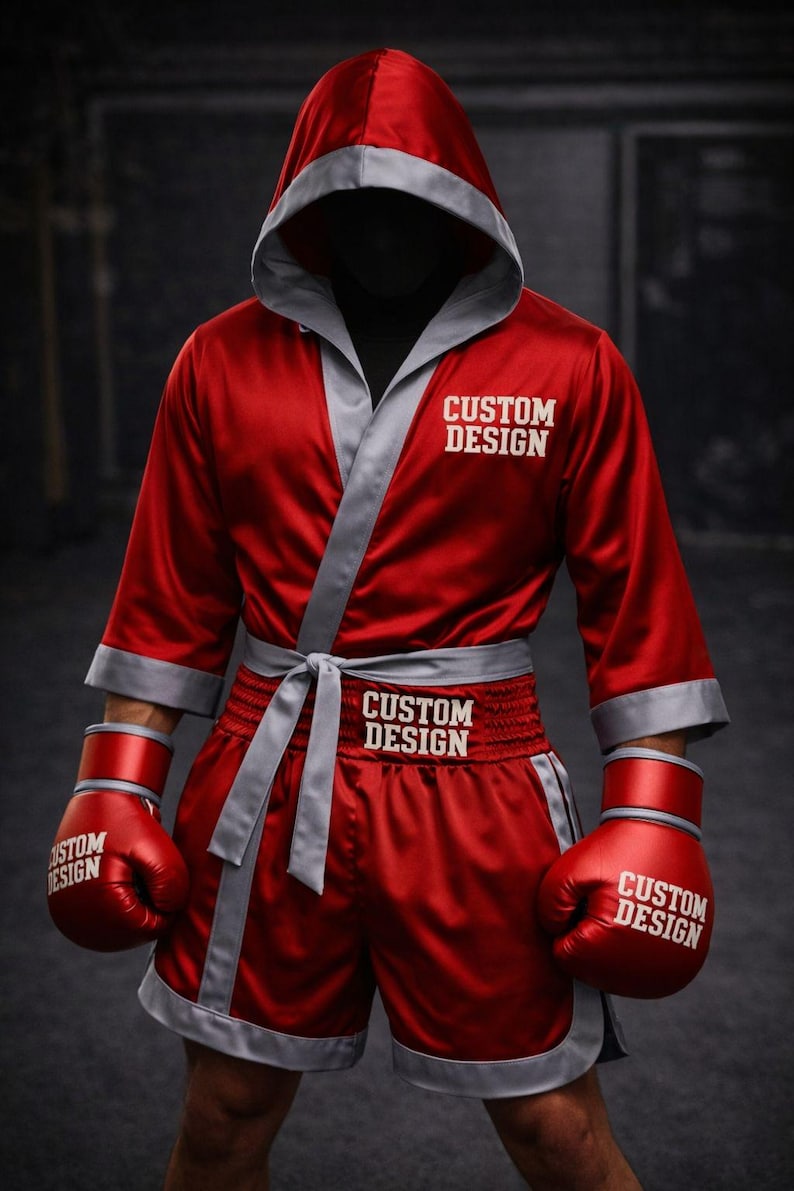 Custom Multi-color Satin Boxing Robe, Shorts, Gloves Set Personalized ...