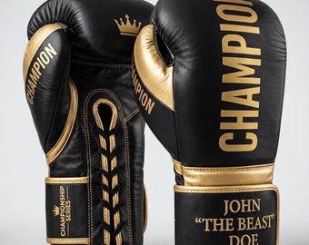 Custom Boxing Gloves Personalized Champion Leather Gear Training Sparring Gift