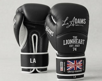 Custom Real Cowhide Leather Boxing Gloves – Personalized Training & Fight Gloves, Custom Text, Flag  Color | Premium Handmade Boxing Gloves