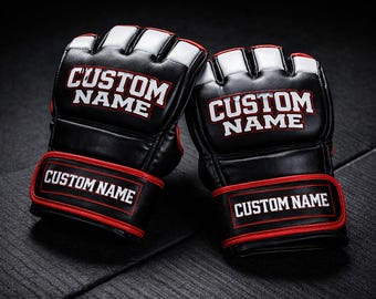 Custom MMA Gloves Personalized Name Boxing Training Gear Sparring Fight Mitts Gift