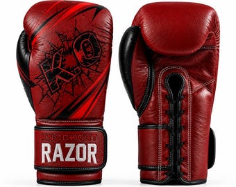 Custom Leather Boxing Gloves | Personalized Name, Color, Size (Cowhide)