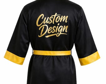 Custom Satin Boxing Robe with Hood – Personalized Fight Walkout Apparel