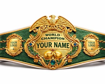 Custom Championship Boxing Belt – Personalized Green Leather World Champion Title Award
