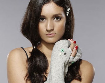 Cashmere Armwarmers Fingerless Gloves Grey from Vintage Creations