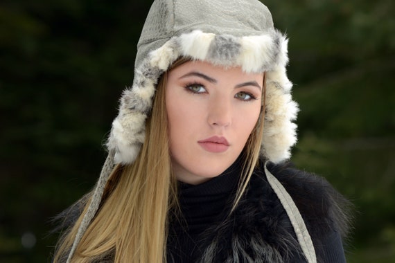 Vintage Fluffy Trapper Women Hat Vintage Aviator Hat Women Furry Trapper Hat Men Winter  main image 3