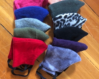 Handcrafted Recycled Cashmere Face Mask Reversible Machine Washable Ready to Ship