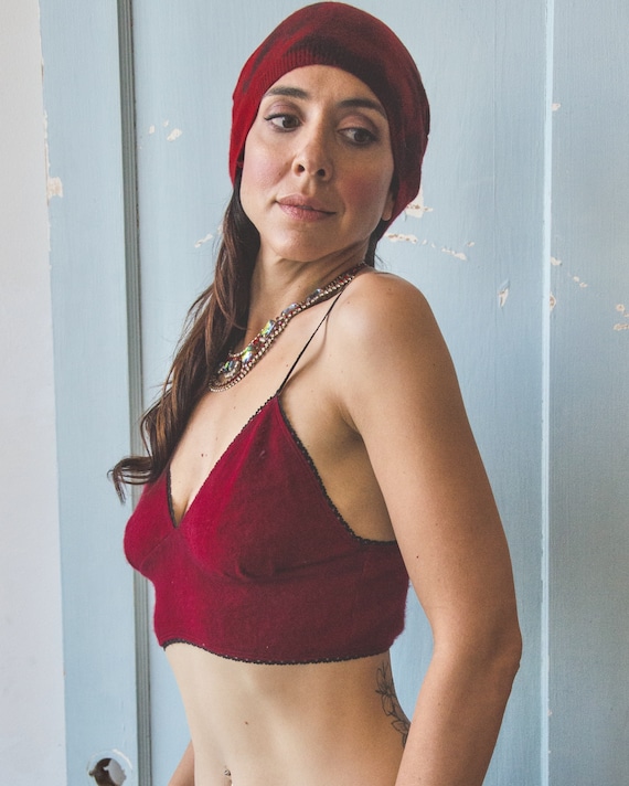 Cashmere Bra Bralette Sweater Bra Red From Vintage Creations