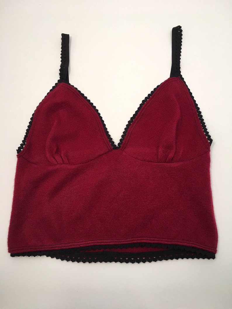 Cashmere Bra Bralette , Sweater Bra in Red From Vintage Creations. Great for Loungewear