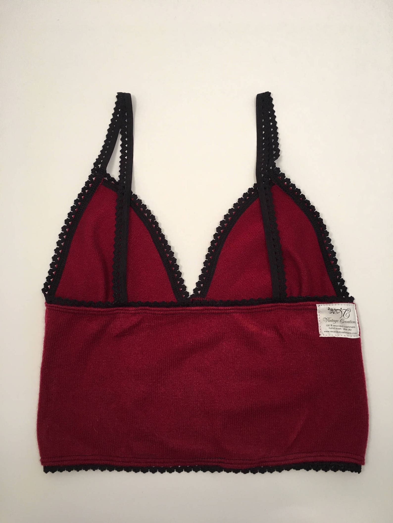 Cashmere Bra Bralette , Sweater Bra in Red From Vintage Creations. Great for Loungewear