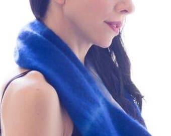 Cashmere & Silk Reversible Cowl Infinity Scarf in blue. Great birthday gift, Christmas gift, Anniversary gift for her, wife gift!