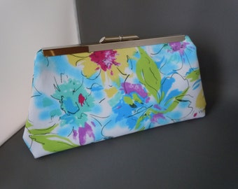 Blue, Green, Yellow, Pink,  Fuschia, Aqua, Raspberry Floral Clutch, Mother of the Bride, Bridal Clutch, Wedding Clutch