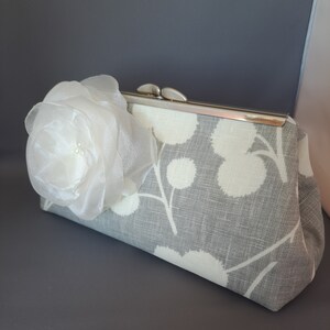 Grey and Ivory Wedding Clutch, Bridal Clutch, Prom Clutch image 3