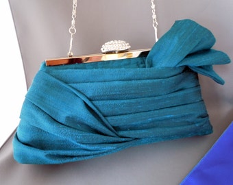 Pochette Donna Con Paillettes E Perline – Borsa Da Sera Vintage A Forma Di Pavone Con Catenina - Ideale Per Matrimoni E Feste - Blu Pavone