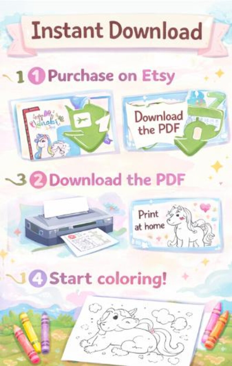 Unicorn Coloring Book Printable | Kids Unicorn Coloring Pages | Unicorn ...