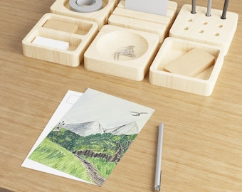 Mountain landscape postcard, fine art postcard | hand-drawn nature scene