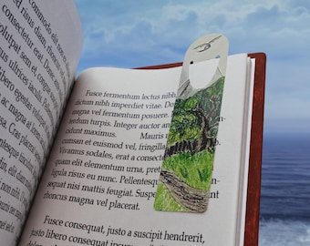 Mountain Landscape Bookmark | Forest Tree Path Illustration | Dragon Bookmark