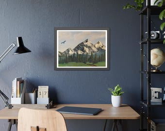 Mountain Landscape poster | Framed Paper Poster | Distant Dragon Oil Painting