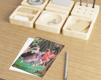 4 Fantasy Postcard BUNDLE | Dancing Fairies | Dragon | Castle Landscape | Tower Ruins | Distant City