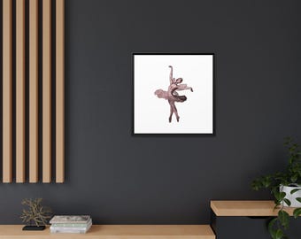 Ballet Dancer Illustration Matte Canvas Framed | Ballet Wall Art | Nursery | Child's Bedroom